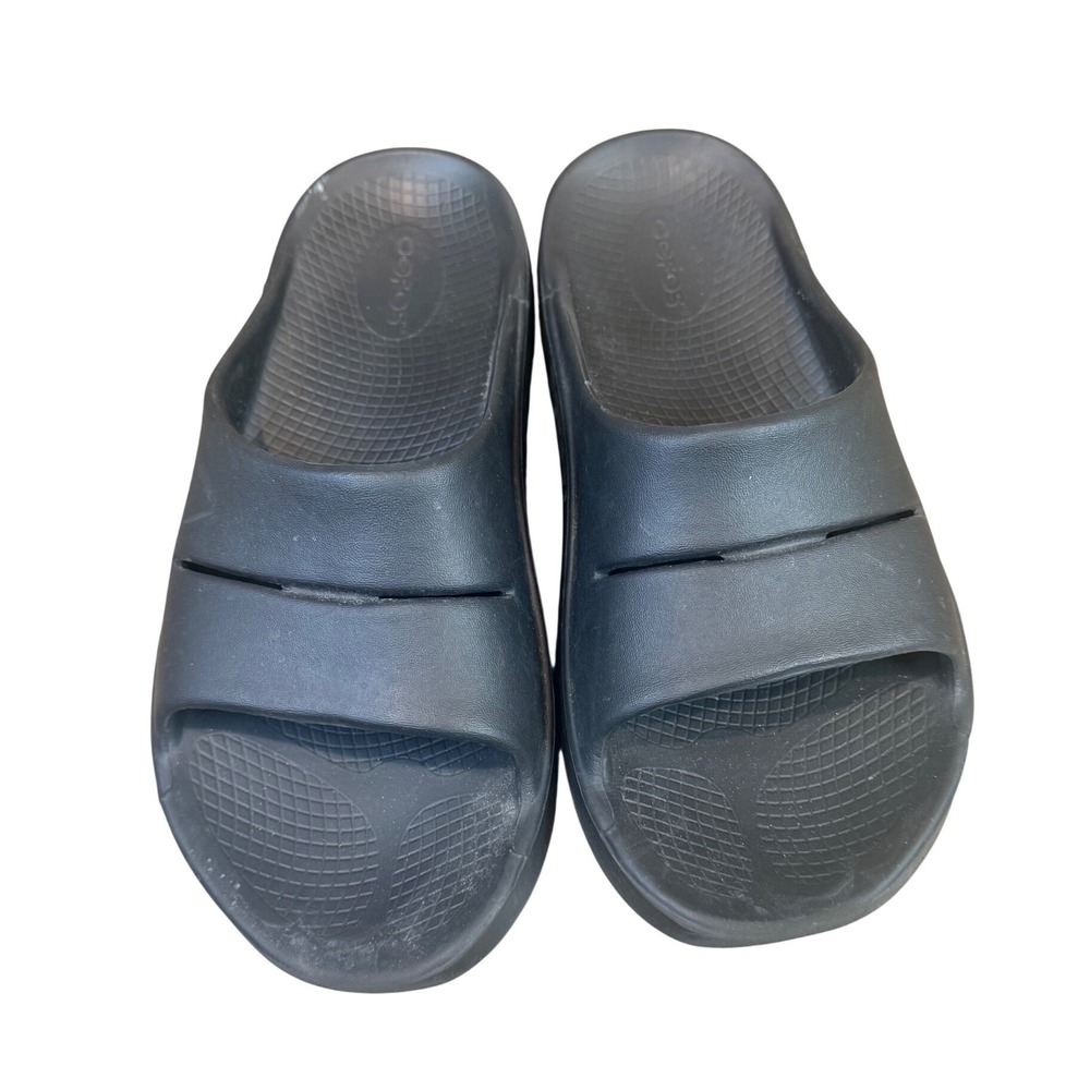 OOFOS OOaah Recovery Slide Sandals Black Women's Size 10